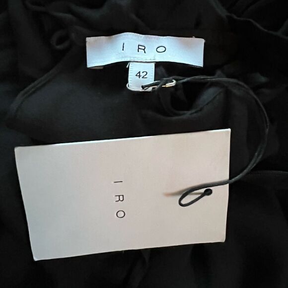 IRO Hanie cold-shoulder ruffled gauze mini dress Black FR 42 / US 10 MSRP $360 - Picture 12 of 12
